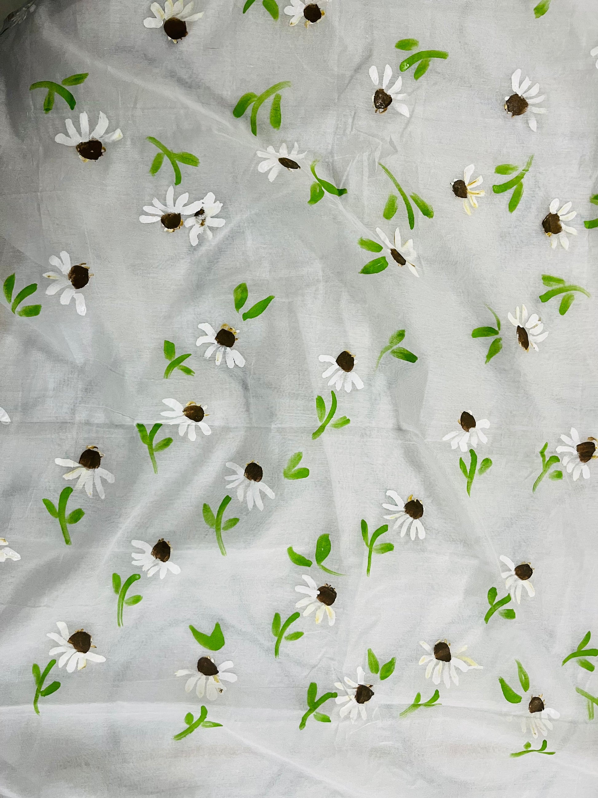 White pure chanderi dupatta: “Chamomile Breeze-A whisper of calm”