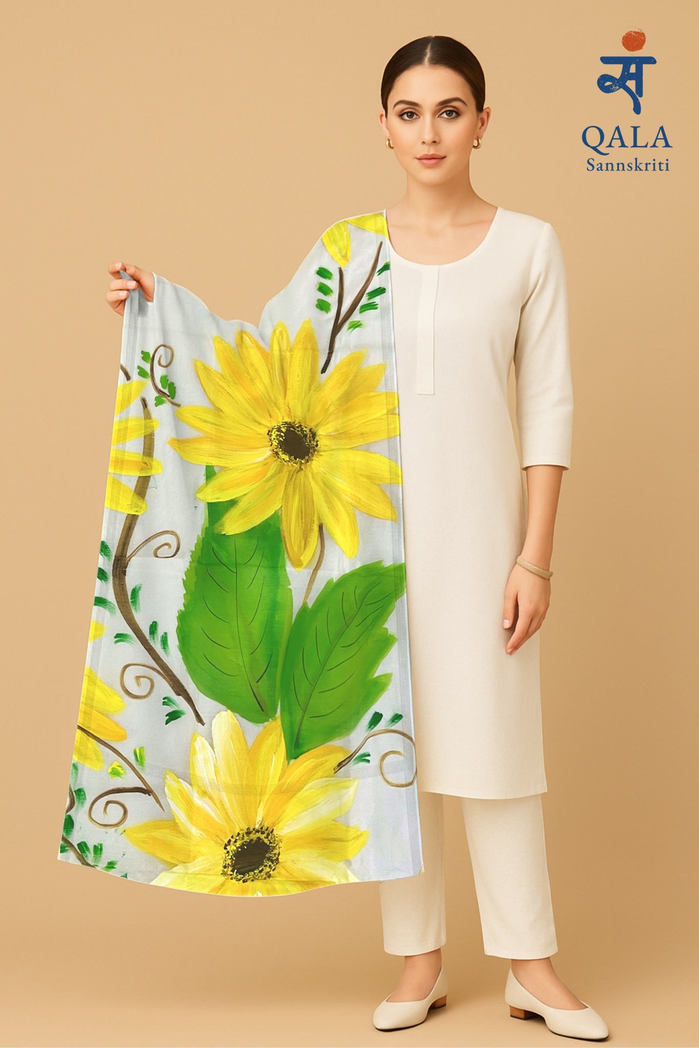 Natural coloured pure chanderi dupatta “Sunshine in threads”