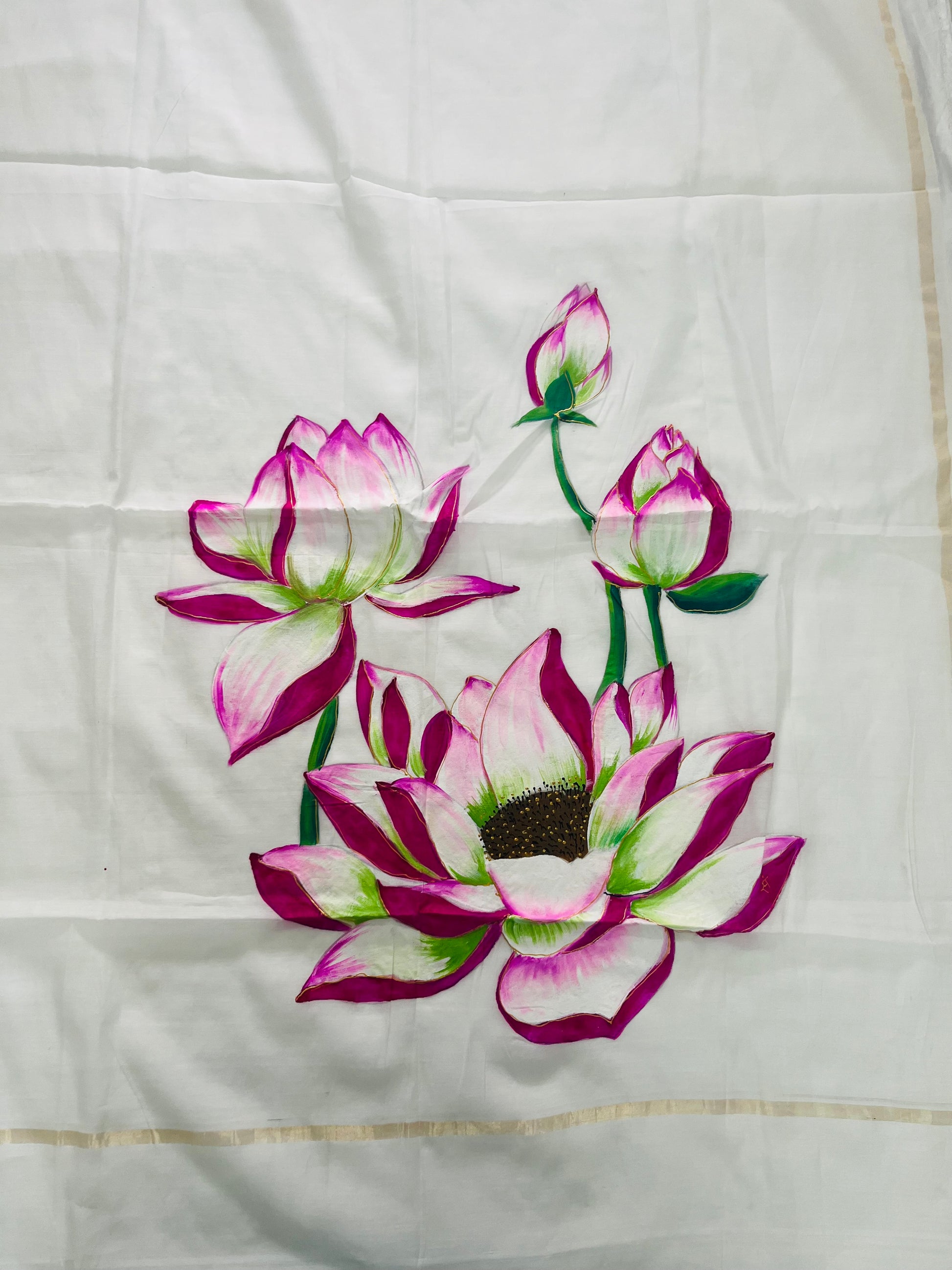 Pure malai chanderi  dupatta : Bloom of Grace