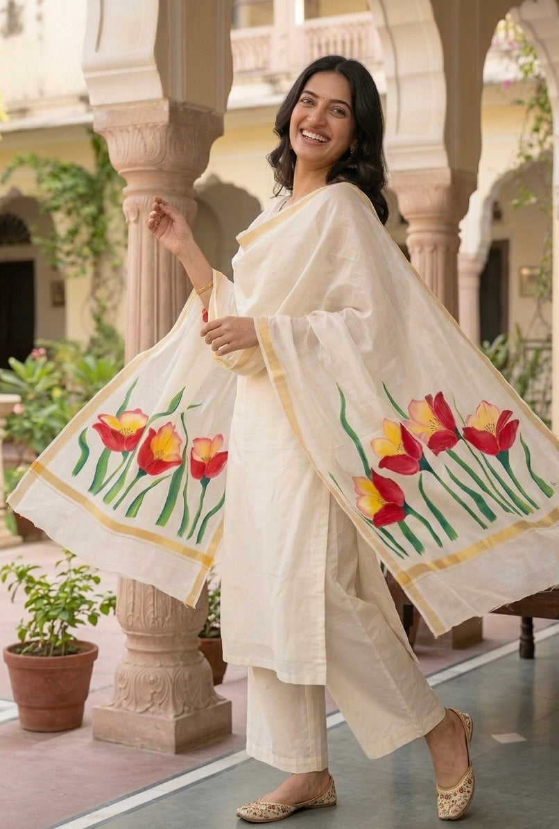 Pure chanderi silk dupatta