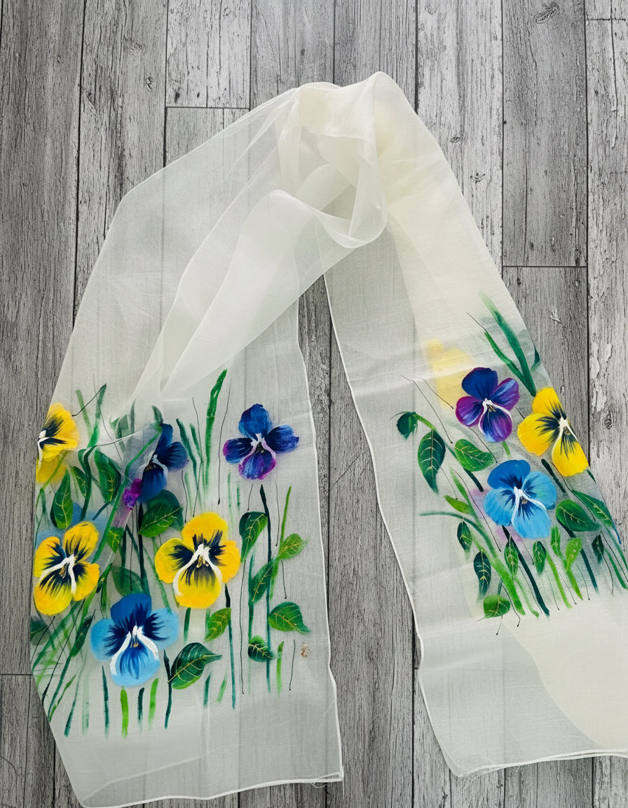 Half malai chanderi and half pure organza silk scarf / dupatta