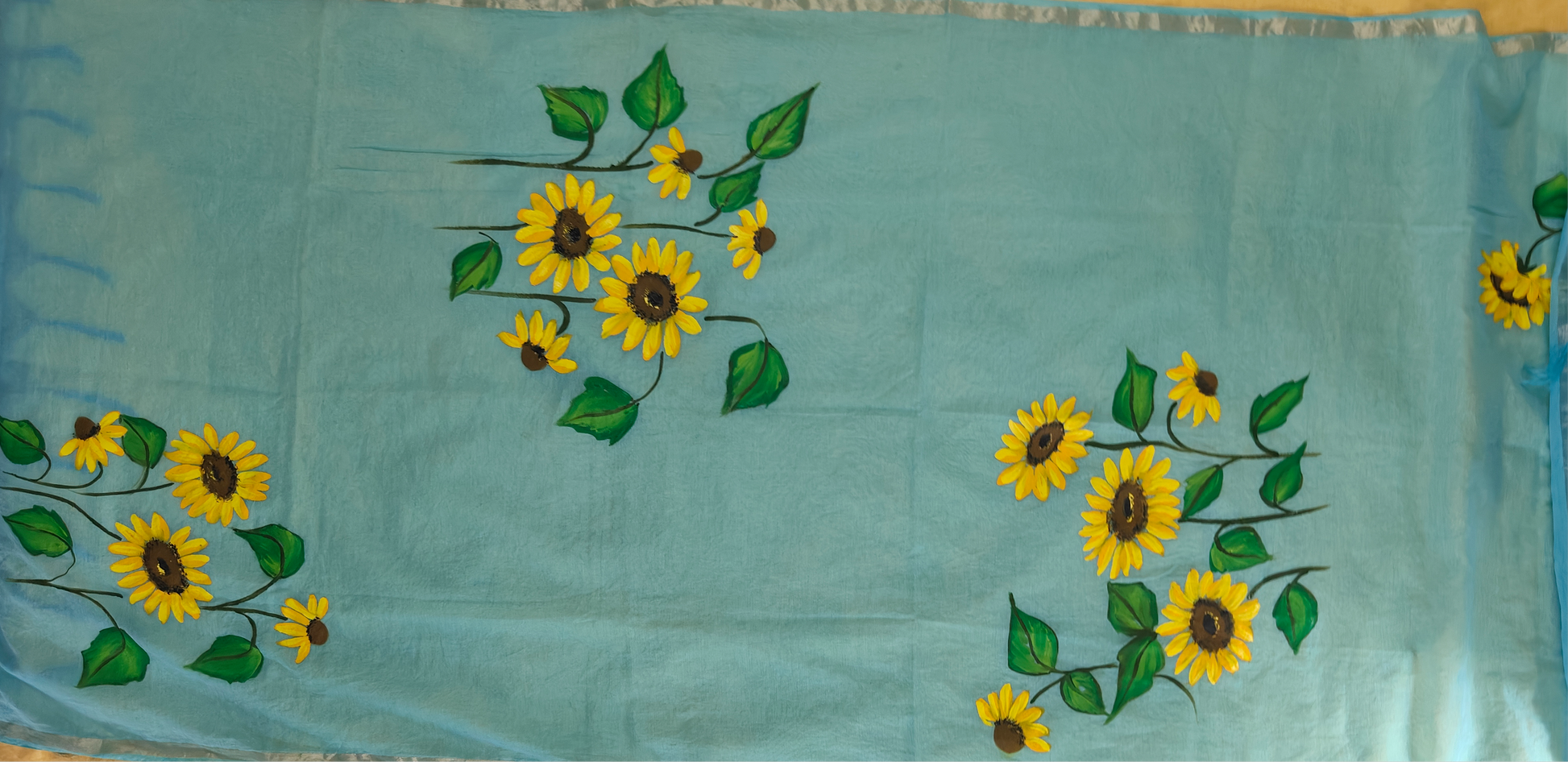 Light blue pure chanderi  Dupatta:
“Aab-e-Gul” (आब-ए-गुल)