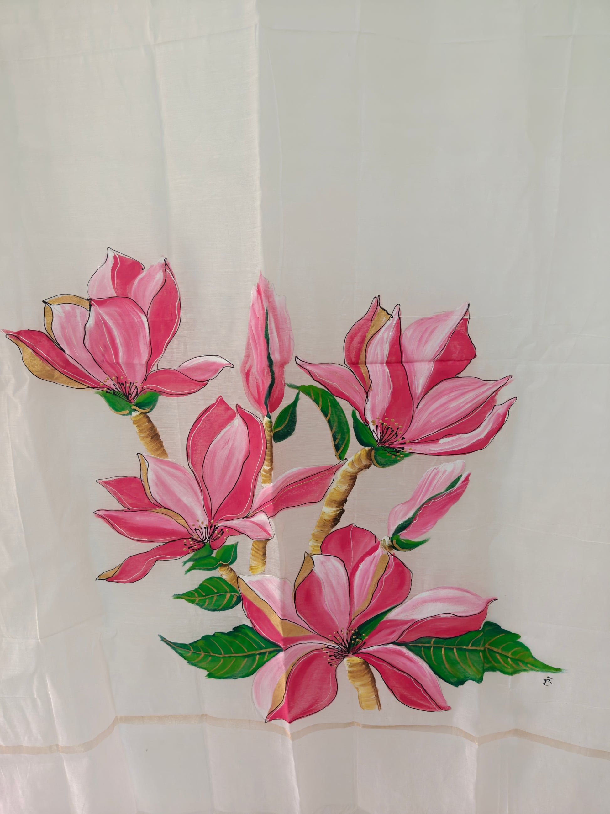 Pure malai chanderi dupatta : Whispers of Magnolia