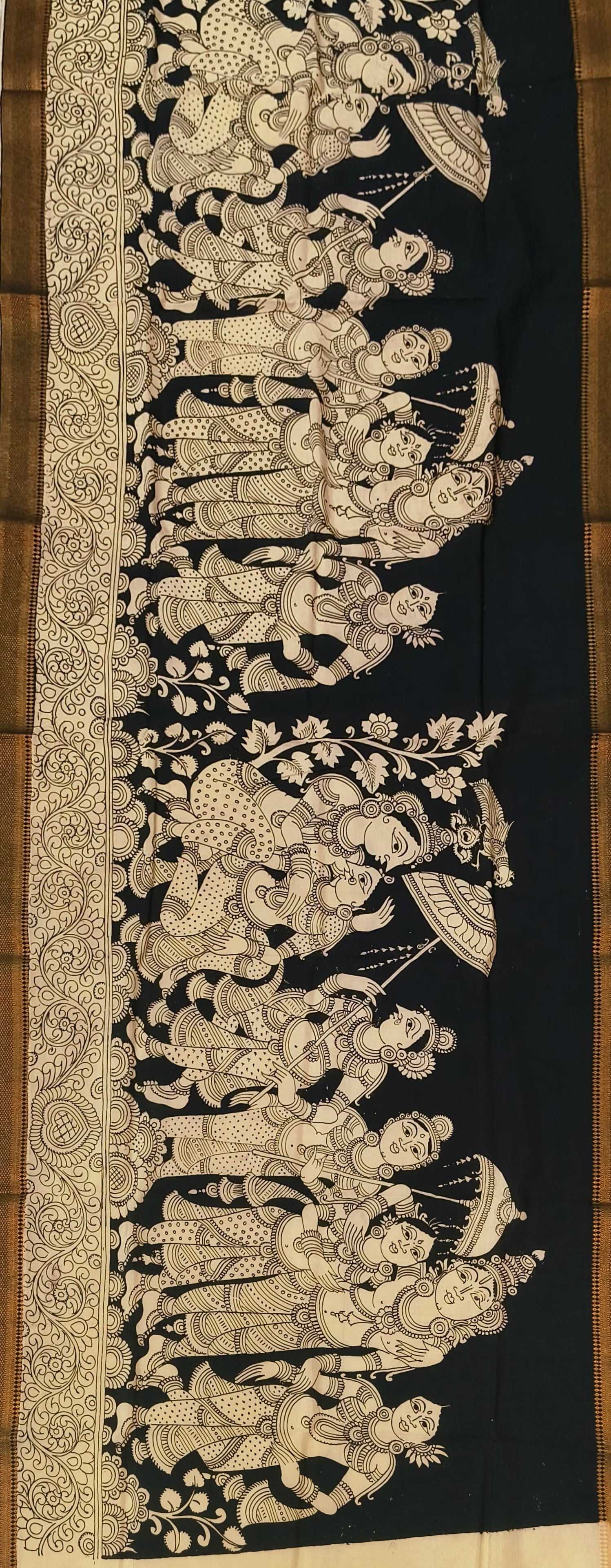 Mangalgiri silk Hand Kalamkari work dupatta “ Sita Ram Kalyanam “