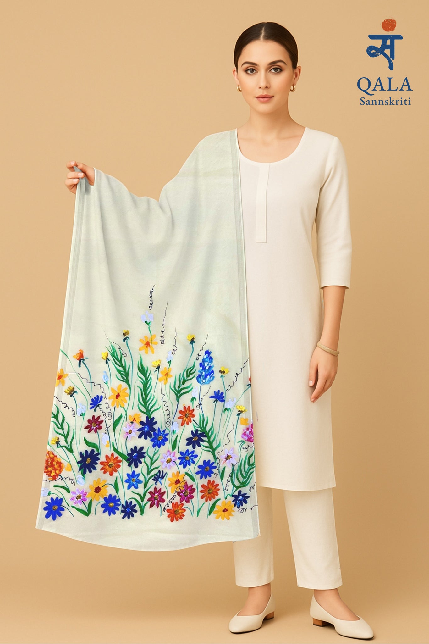 Light yellow pure chanderi dupatta : Whispers of spring”