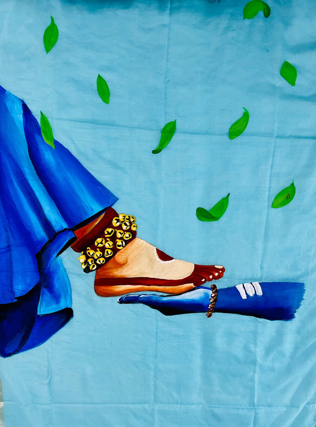 Light blue chanderi dupatta : “Charan Sparsh”