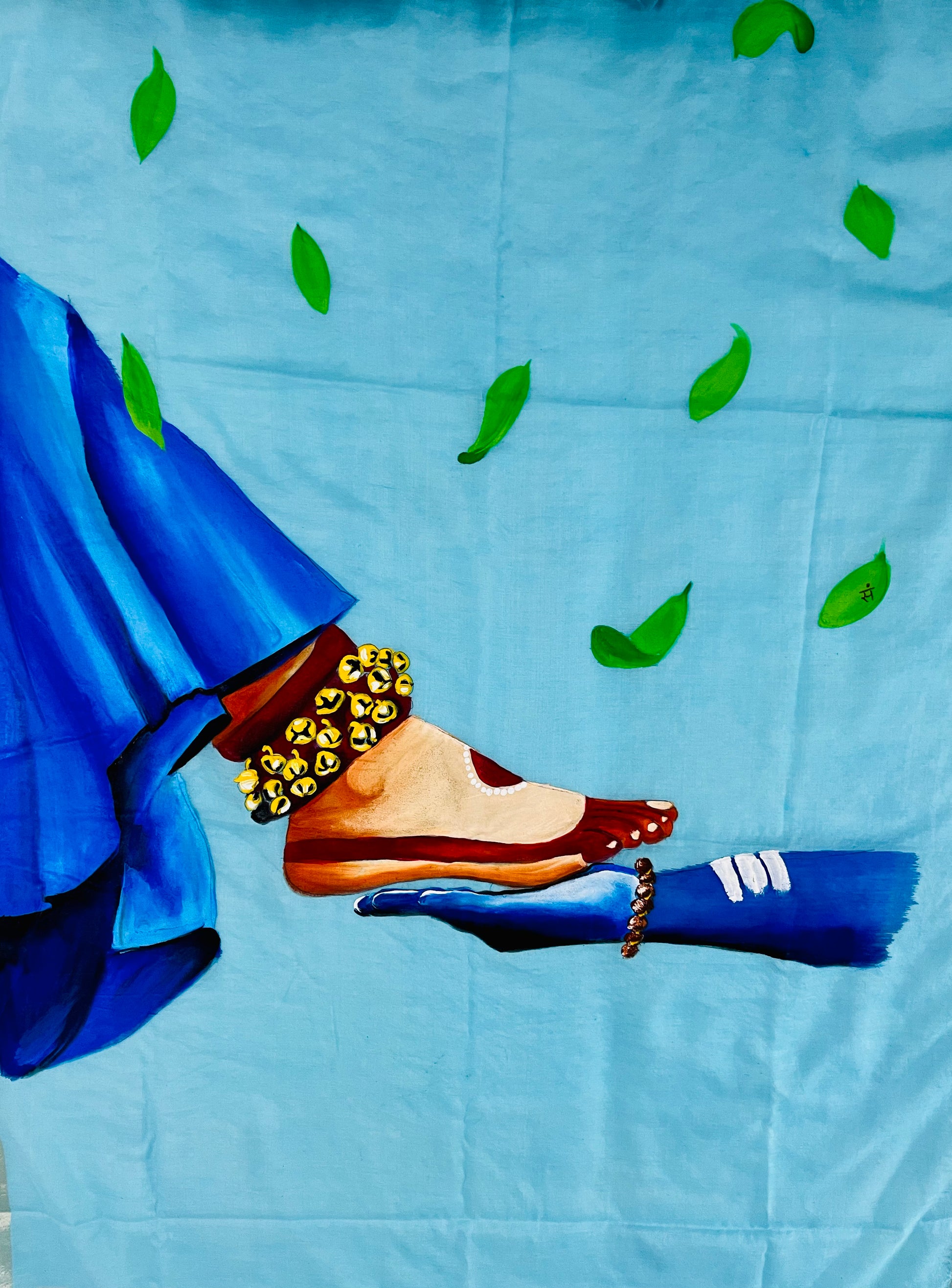 Light blue chanderi dupatta : “Charan Sparsh”