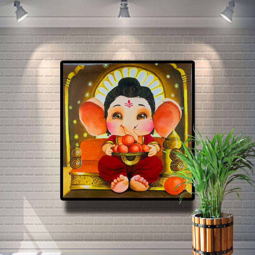 Cute Ganesha with his favourite dish