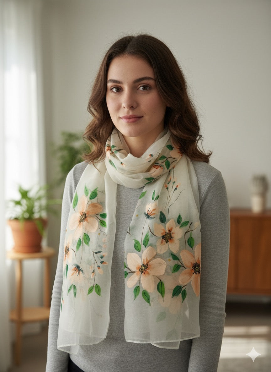 Half malai Chander and half pure organza silk scarf / dupatta