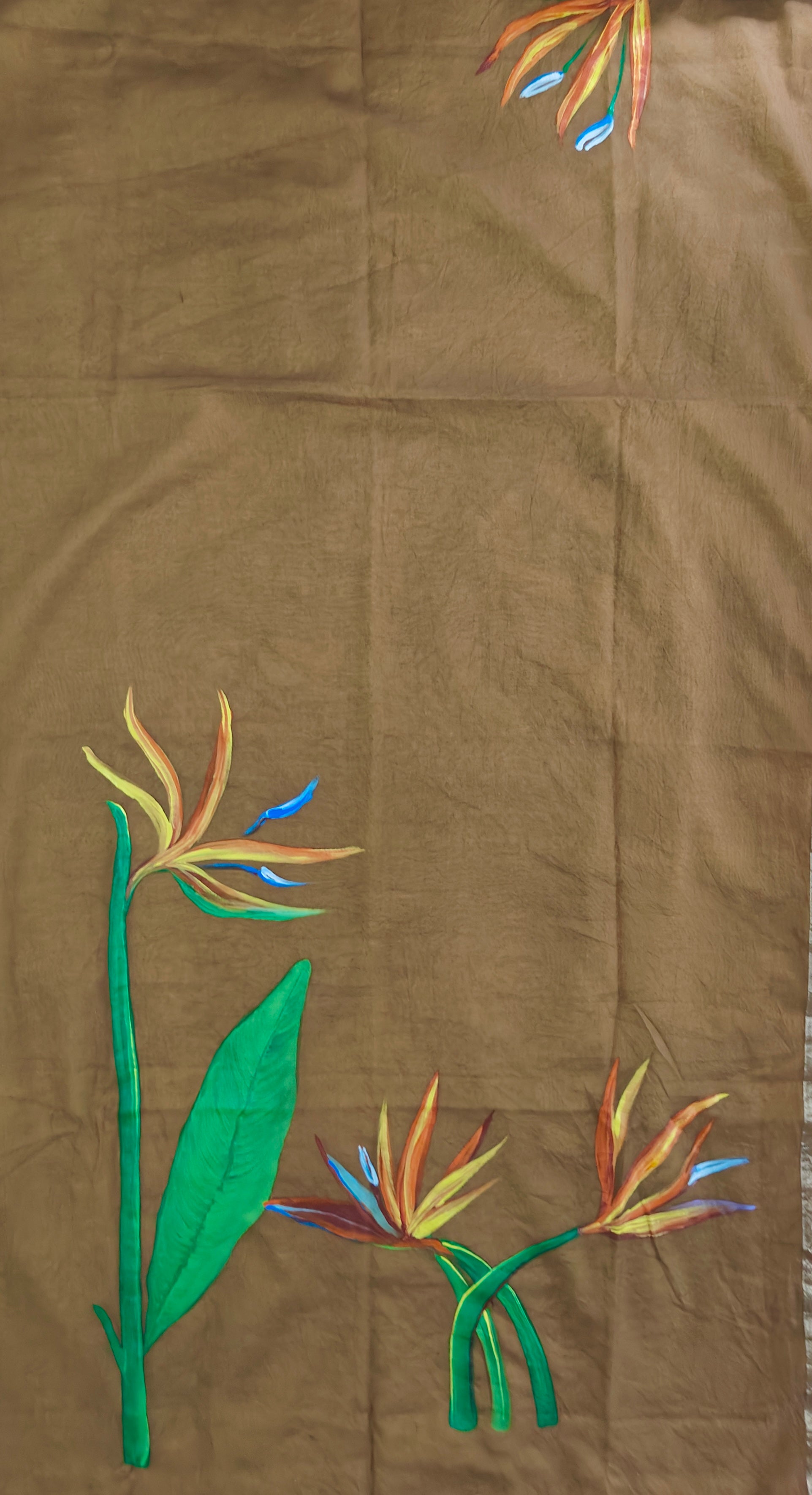 Brown coloured pure chanderi dupatta “ wings of paradise”