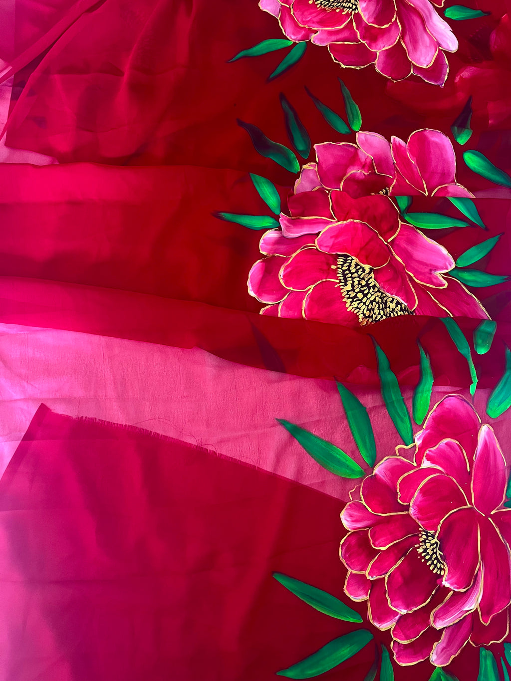 Maroon georgette saree : Rakta Kamal