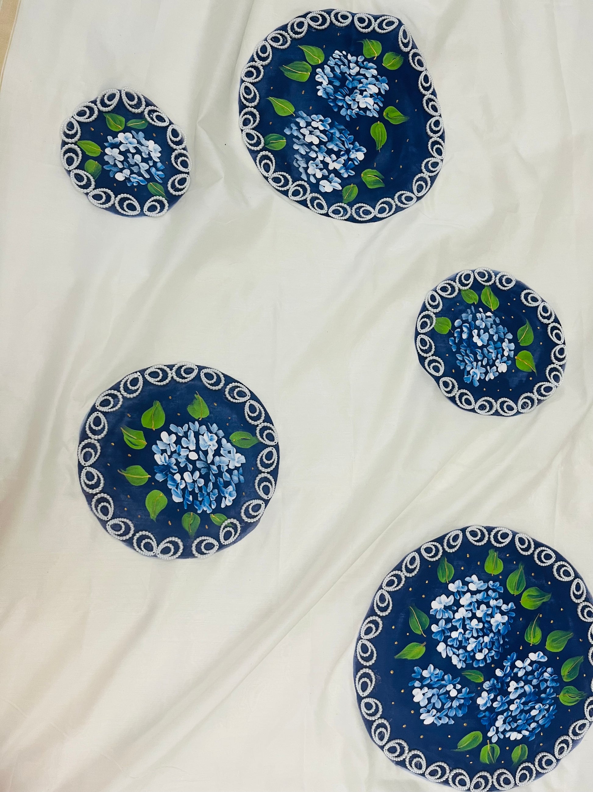 Pure off white chanderi silk dupatta with bead work