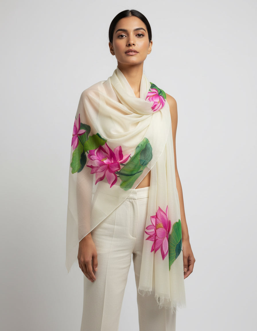 Half malai chanderi and half pure silk organza scarf / dupatta