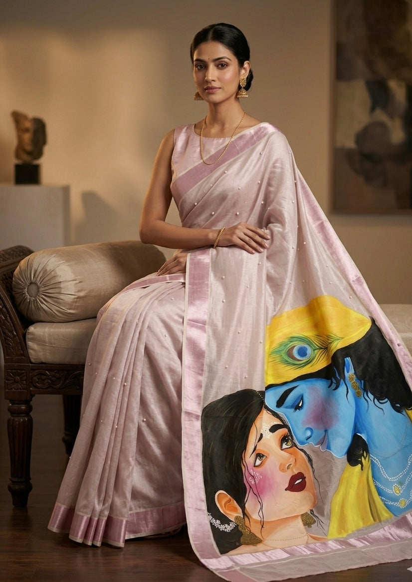 Light lavender Kerala tissue saree : Eternal Glance