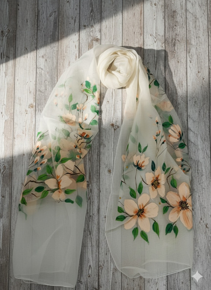 Half malai Chander and half pure organza silk scarf / dupatta