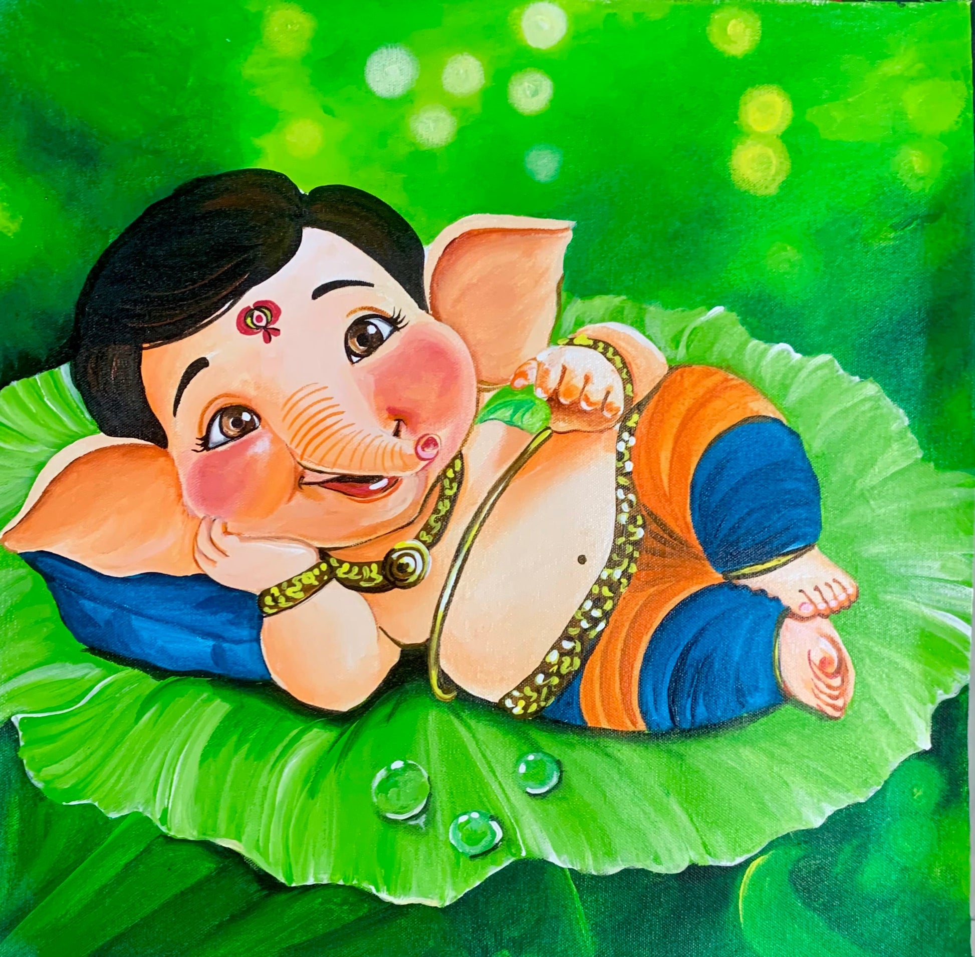 Ganesha enjoying the arms of Mother Nature