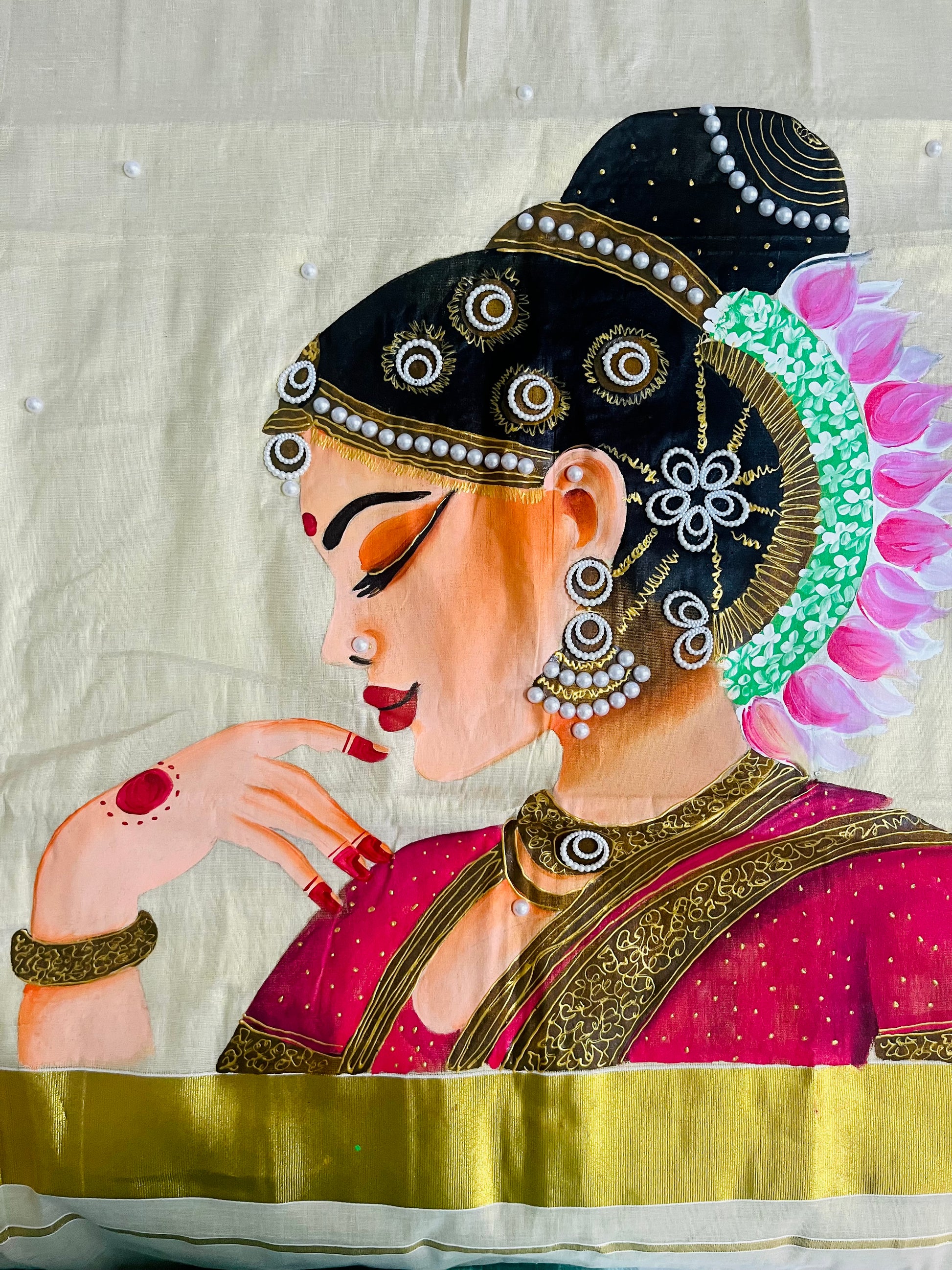 Golden Kerala kasa u tissue saree
