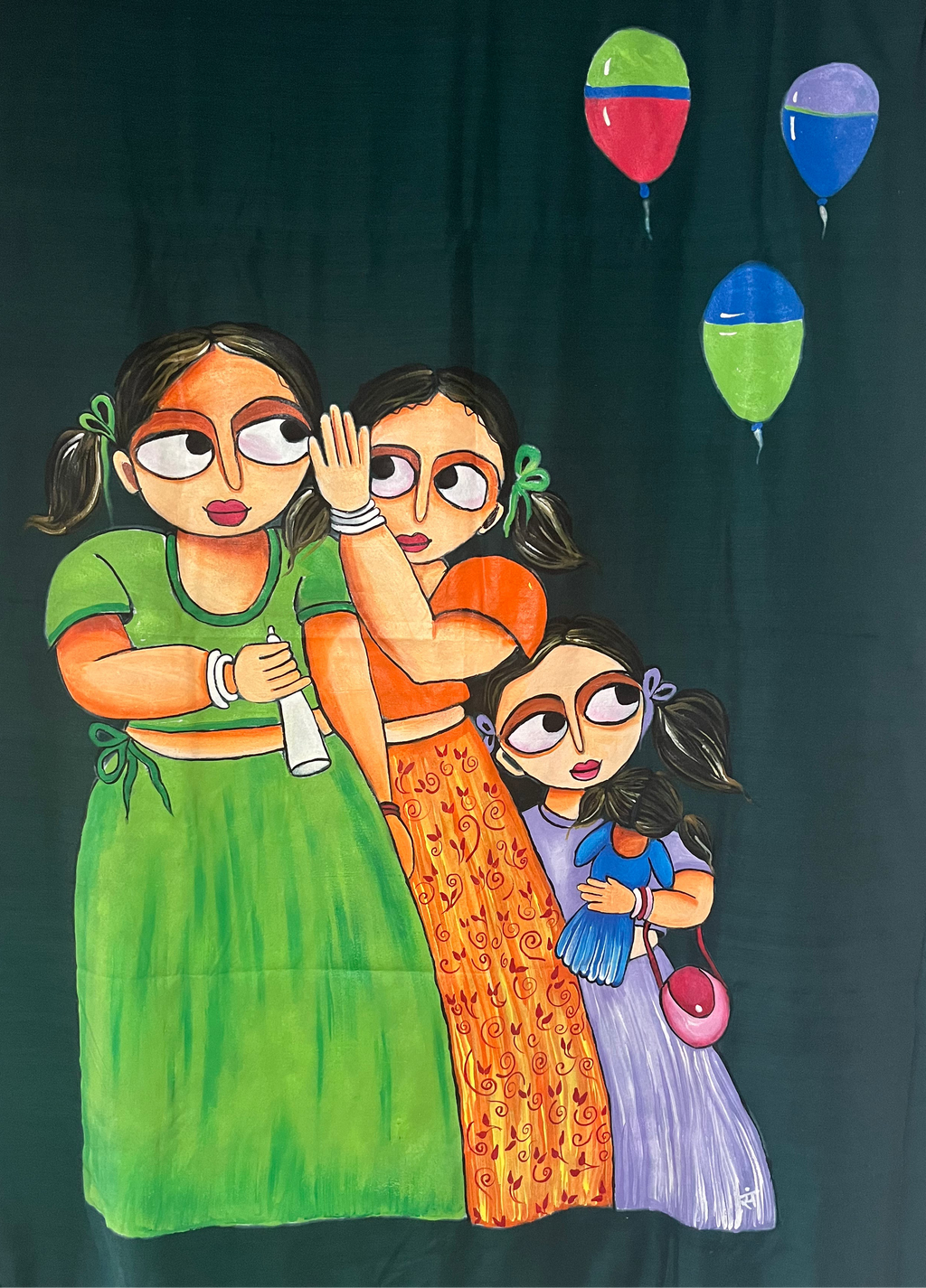 Dark green handloom khadi saree : Whispers of innocence