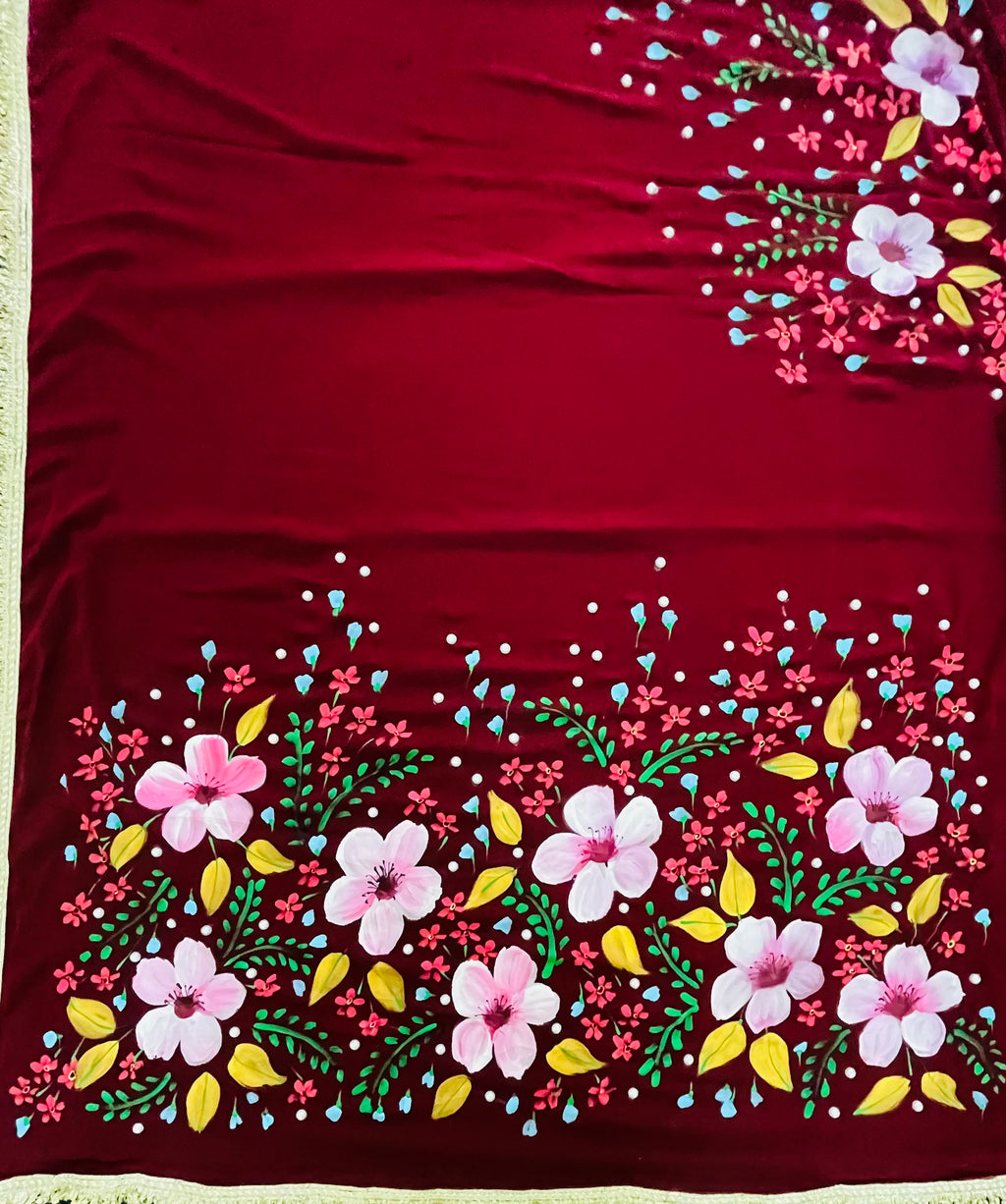 Maroon georgette saree