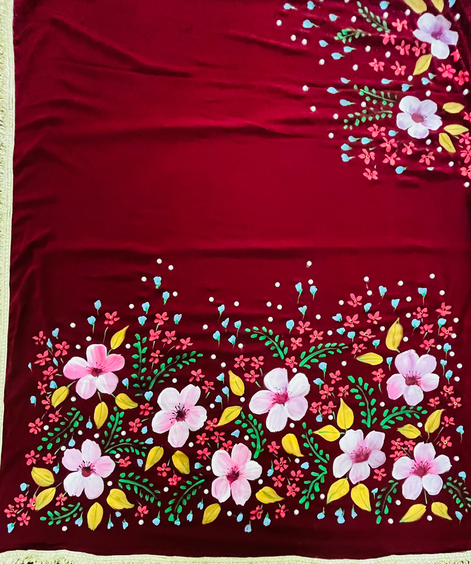 Maroon georgette saree