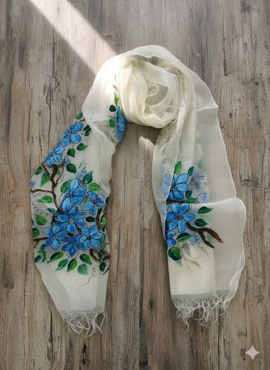 Half malai chanderi and half pure organza silk scarf / dupatta