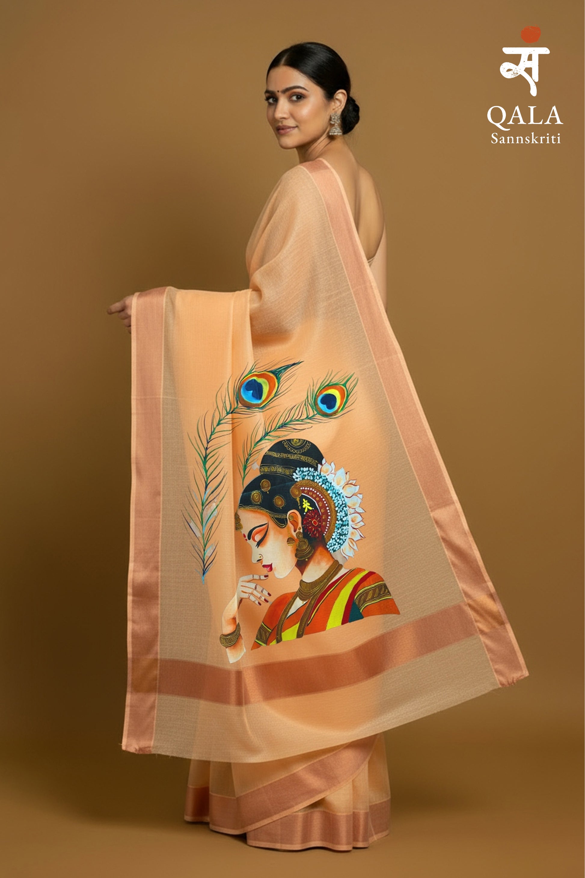 Orange Kerala tissue saree : Radha’s silent Melody