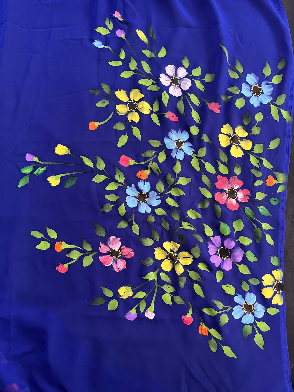Royal blue georgette saree