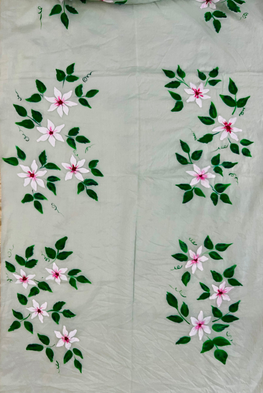 Light pista green pure chanderi cotton  dupatta : “Serenity in bloom”