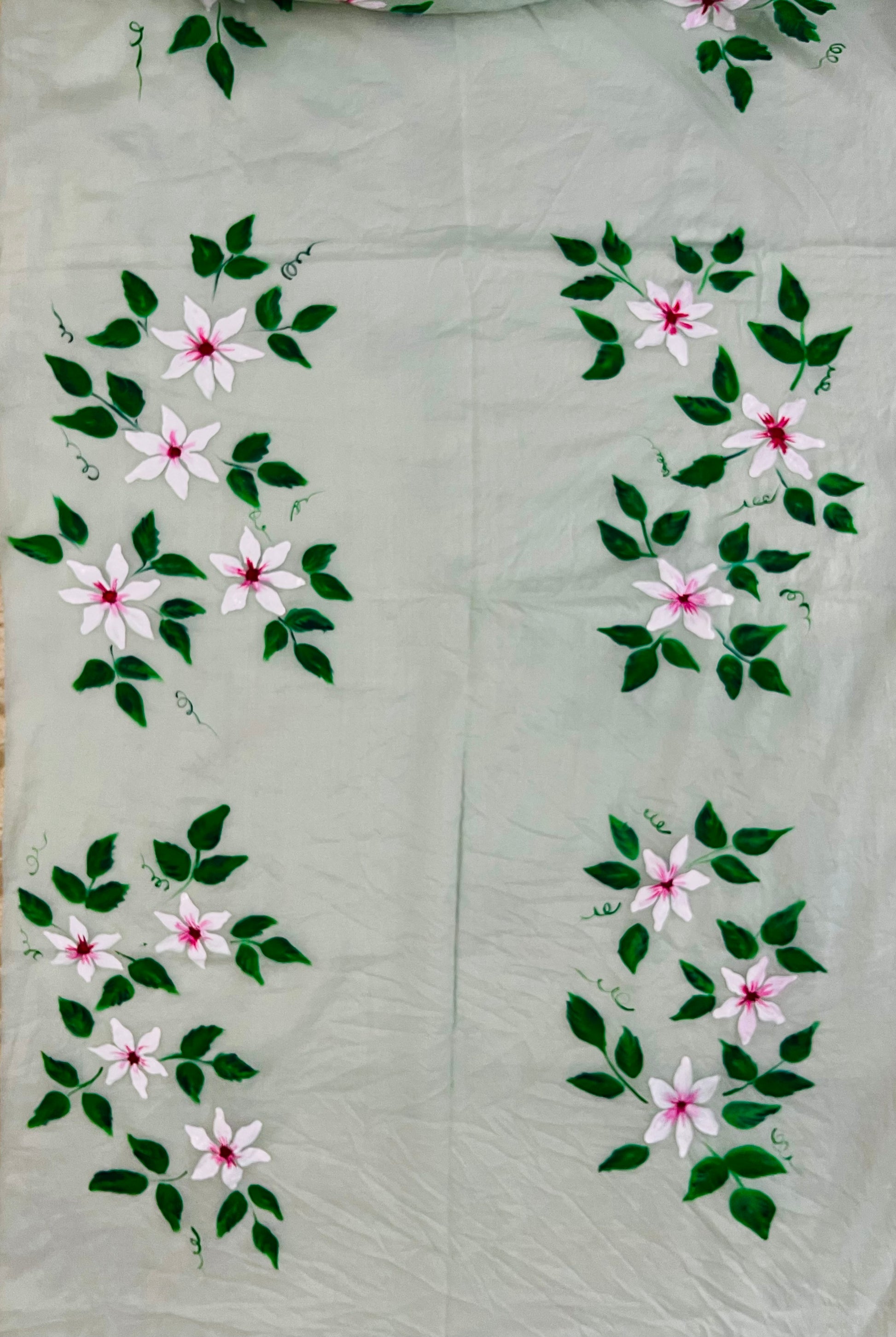 Light pista green pure chanderi cotton  dupatta : “Serenity in bloom”