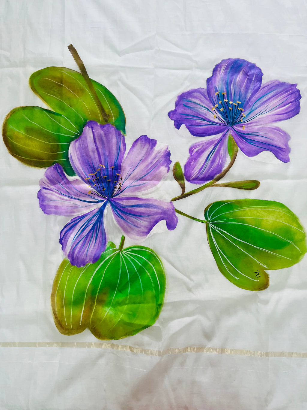 Pure malai chanderi dupatta : Whispers of purple monsoon