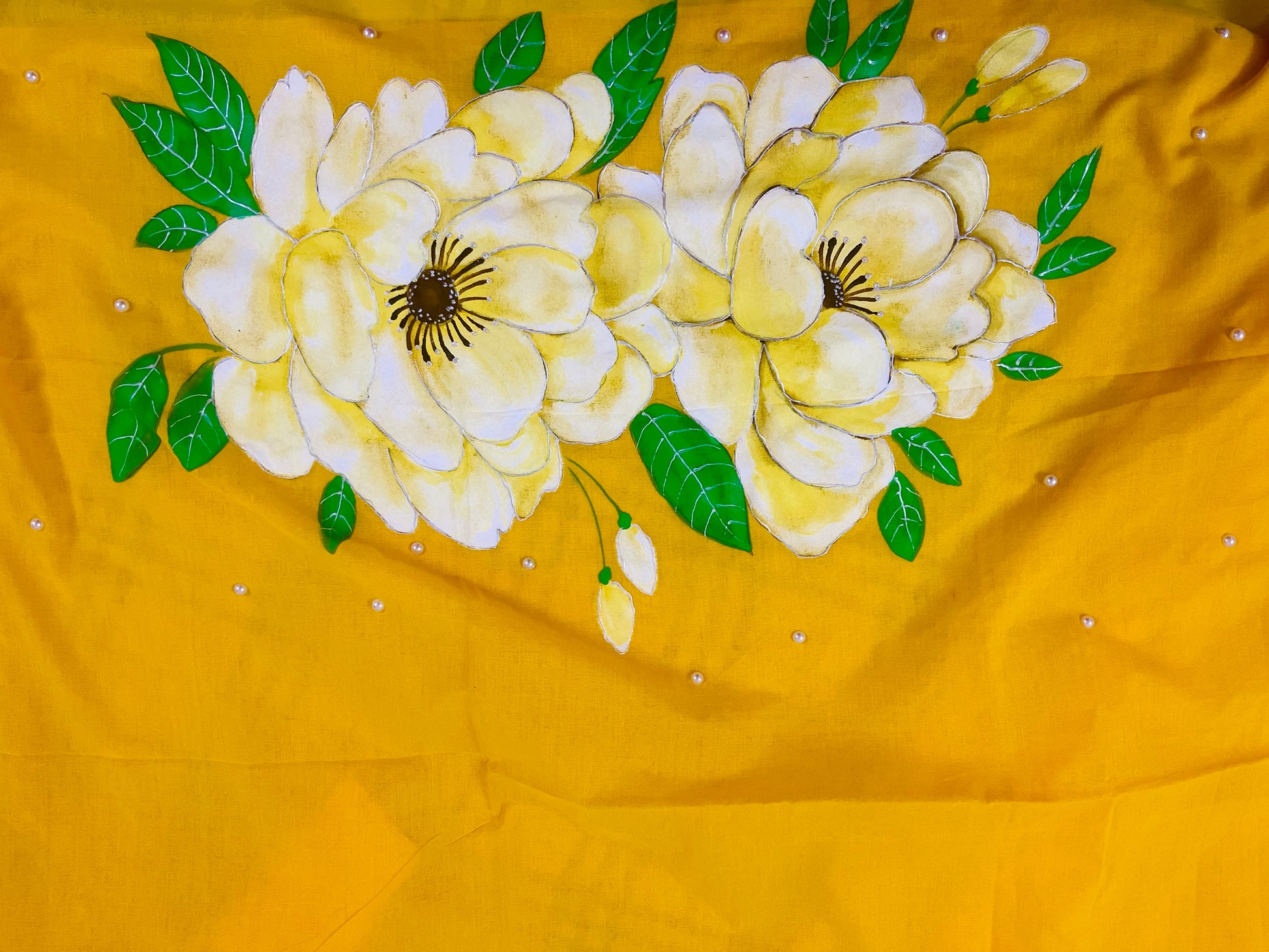Yellow khadi cotton saree