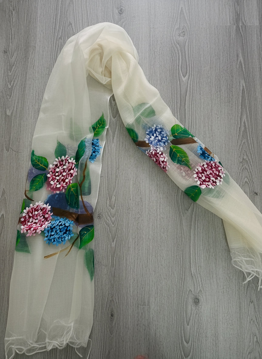 Half malai chanderi and half pure organza silk scarf / Dupatta