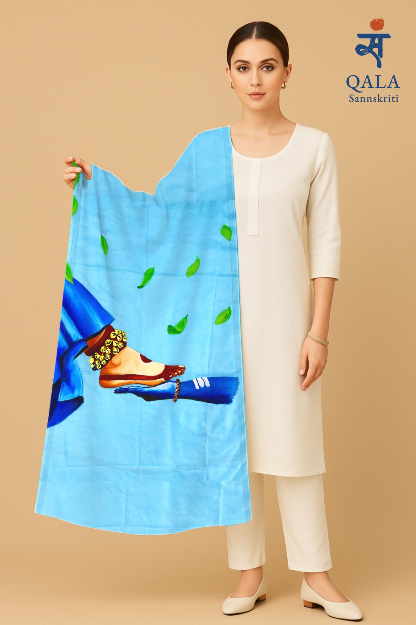 Light blue chanderi dupatta : “Charan Sparsh”