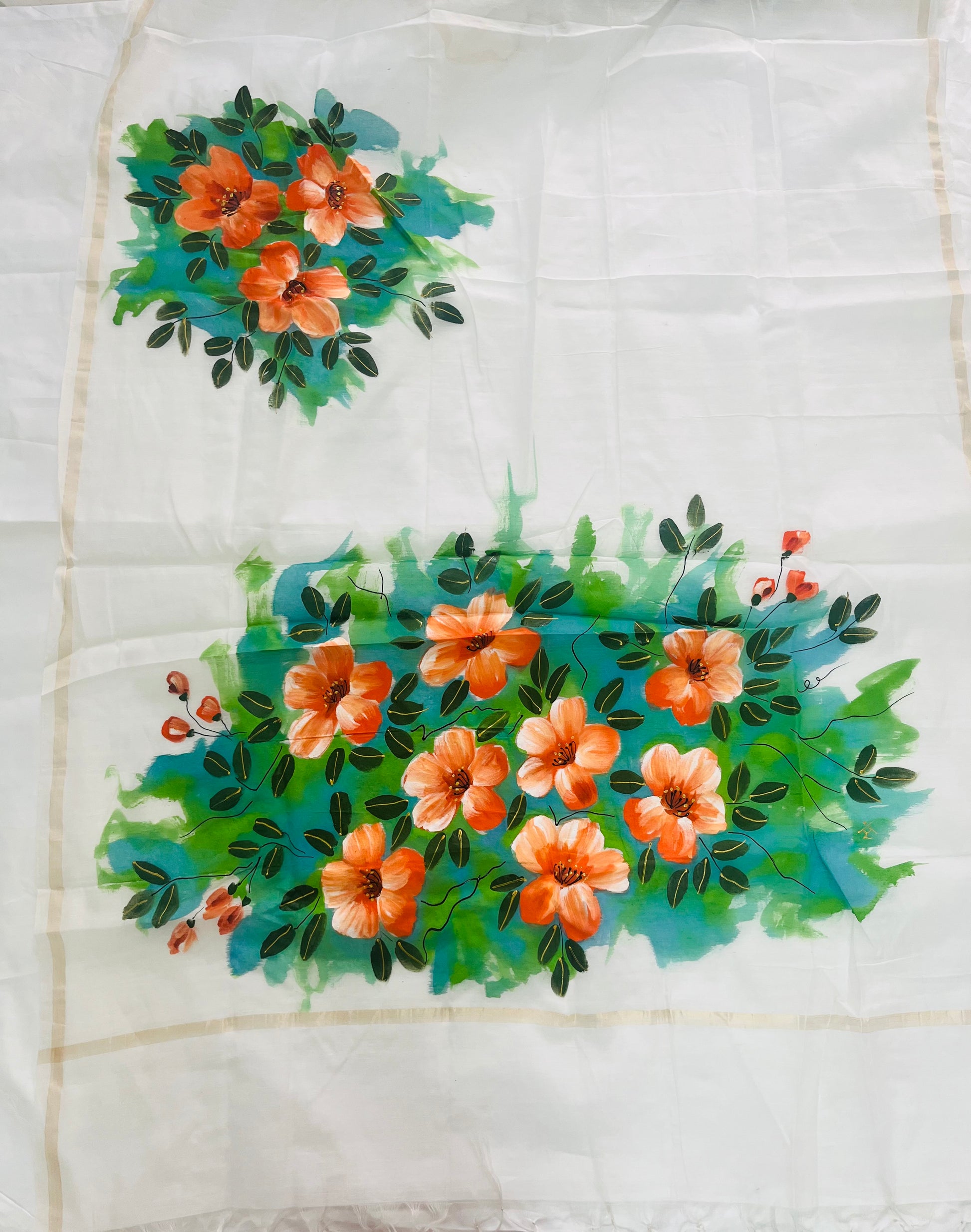 Pure malai chanderi dupatta : Aangan ke Phool