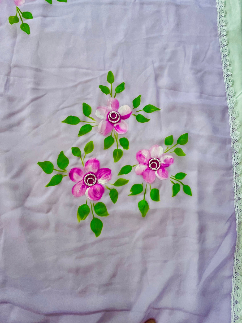 Lavender georgette saree