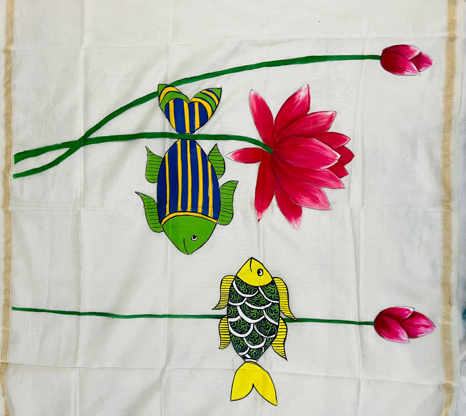Natural coloured pure chanderi dupatta - Ripples of Tradition