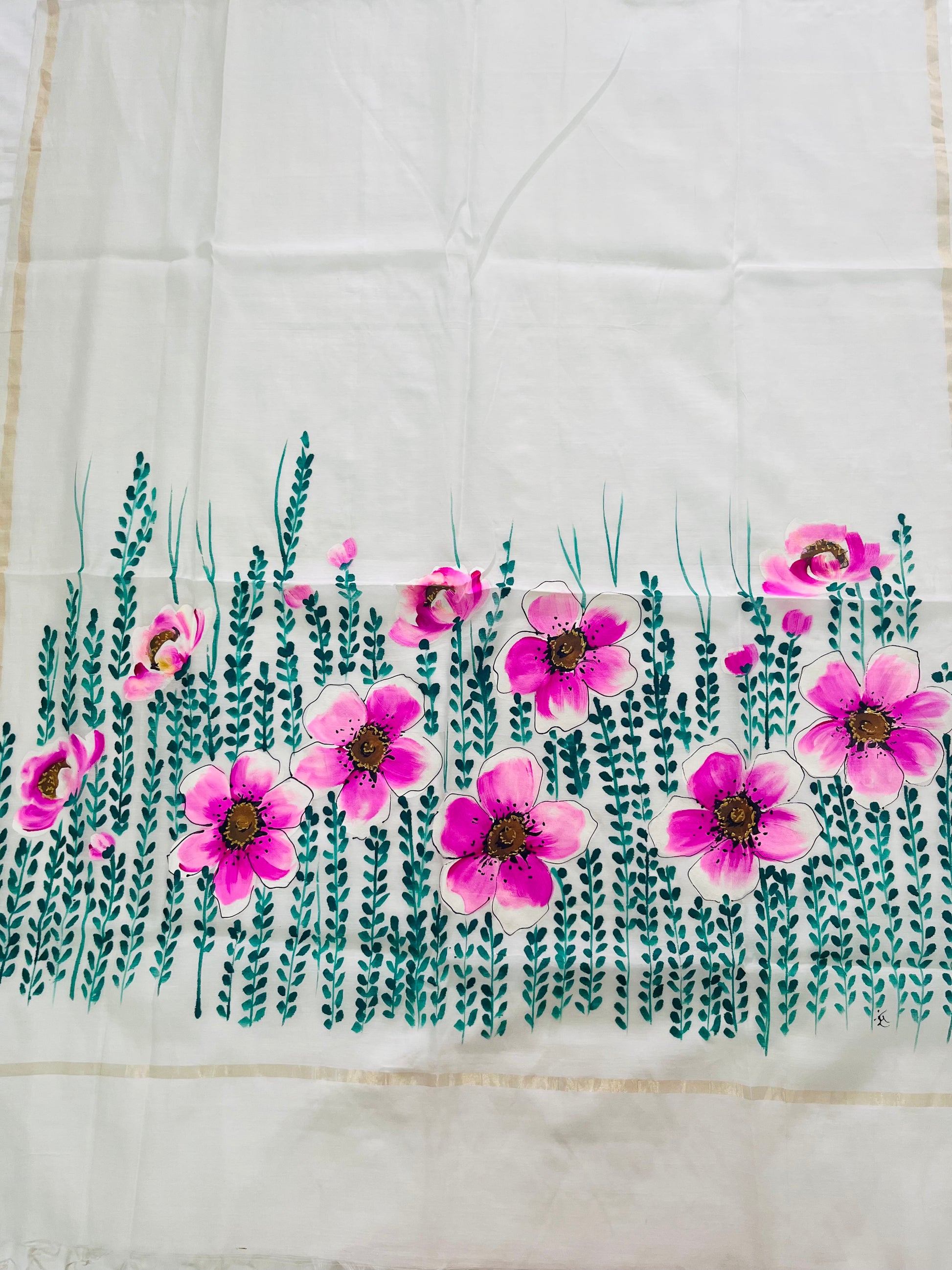 Pure malai chanderi dupatta : Phoolon ki Pankhudiyaan
