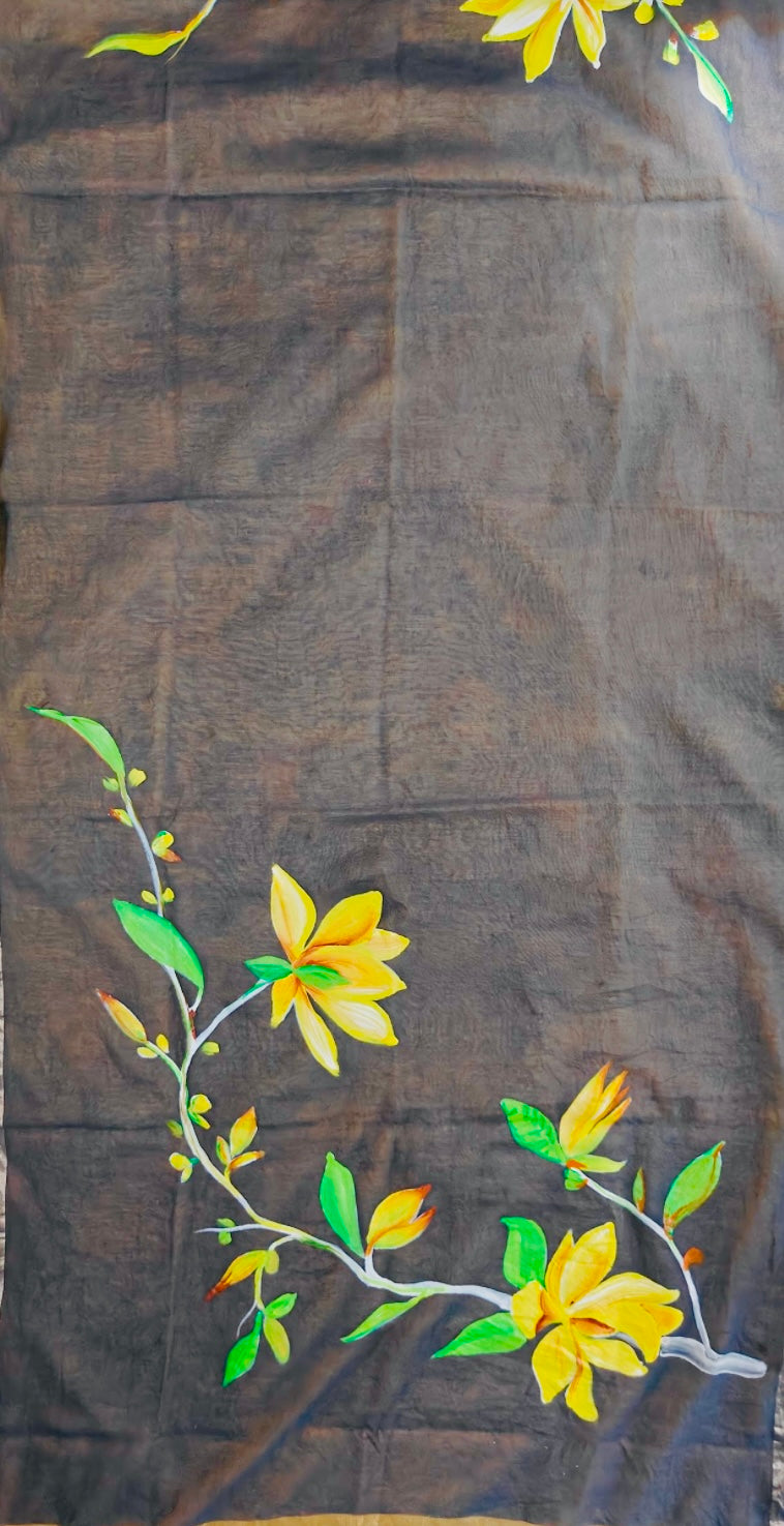 Taupe coloured pure chanderi  dupatta “ Shaam -e- Gul”