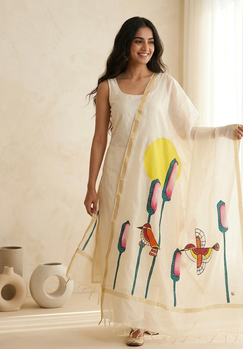 Pure silk chanderi silk dupatta