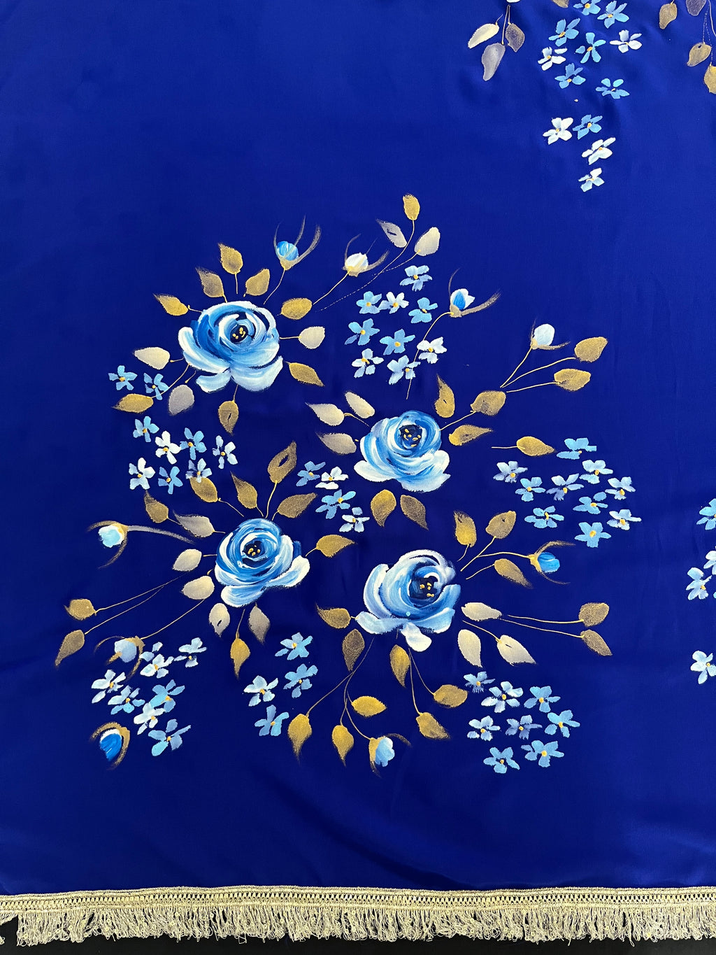 Royal blue georgette saree