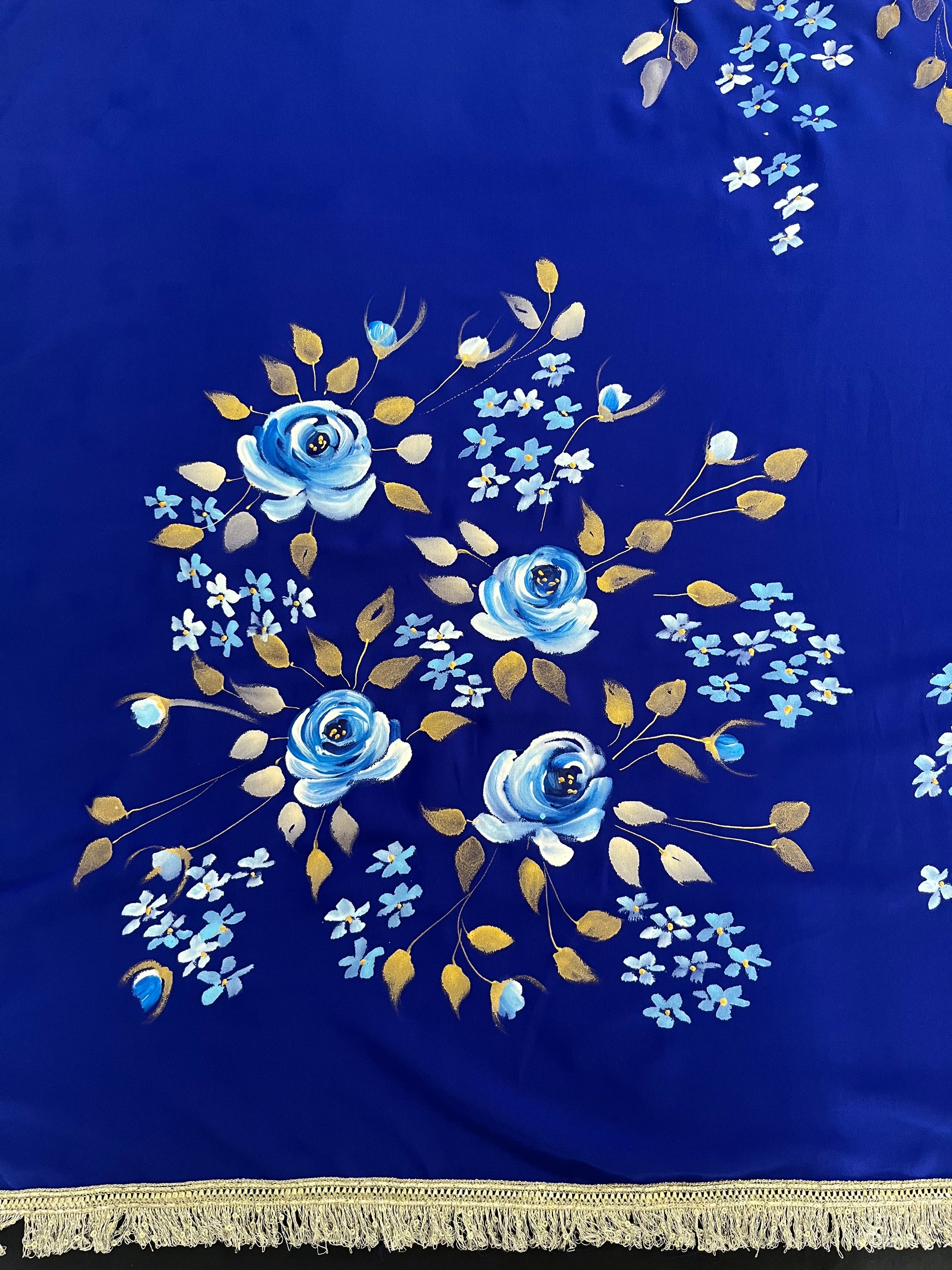 Royal blue georgette saree