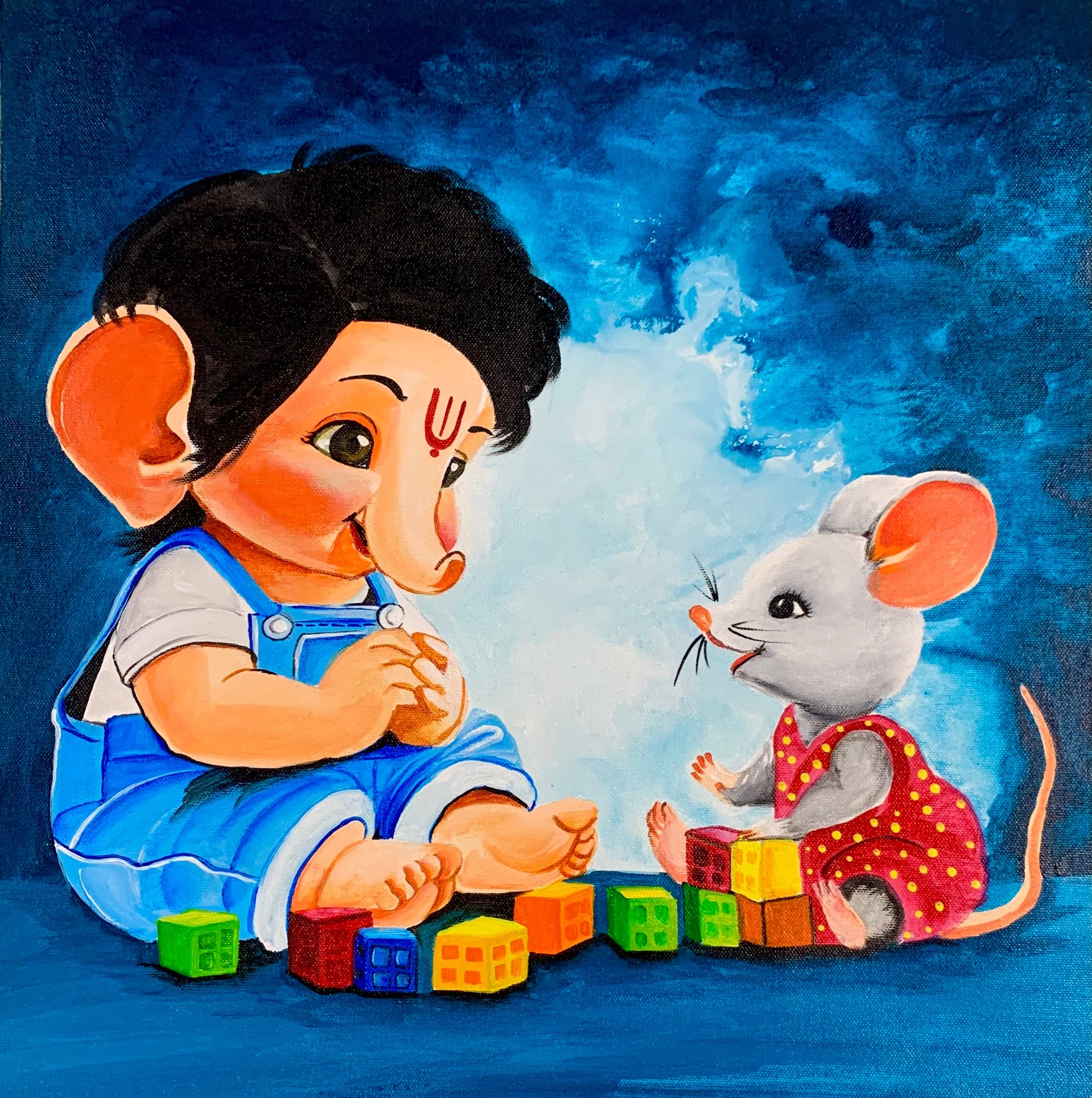 Ganesha playing with his best friend