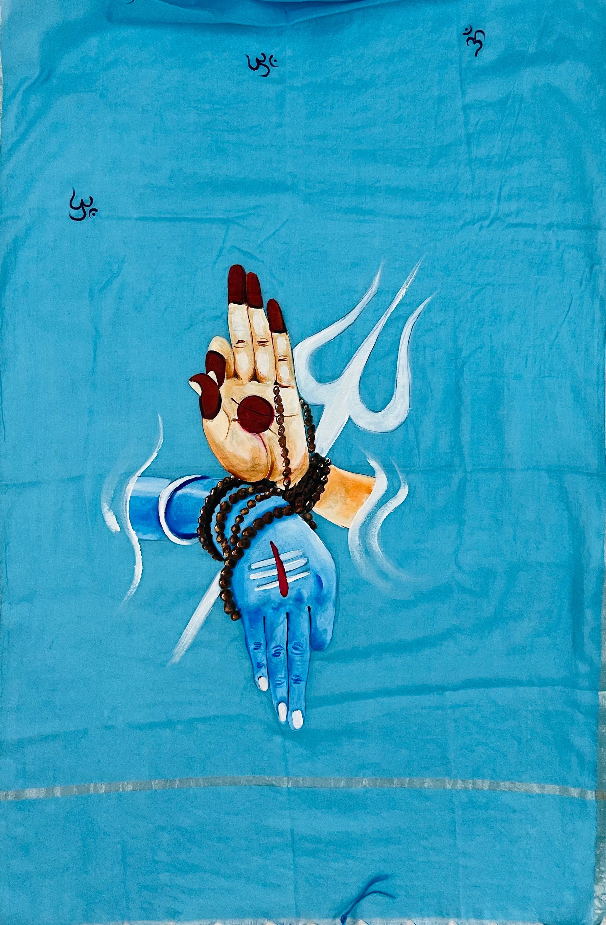 Light blue pure chanderi cotton dupatta: “Trinetra: Grace in power”