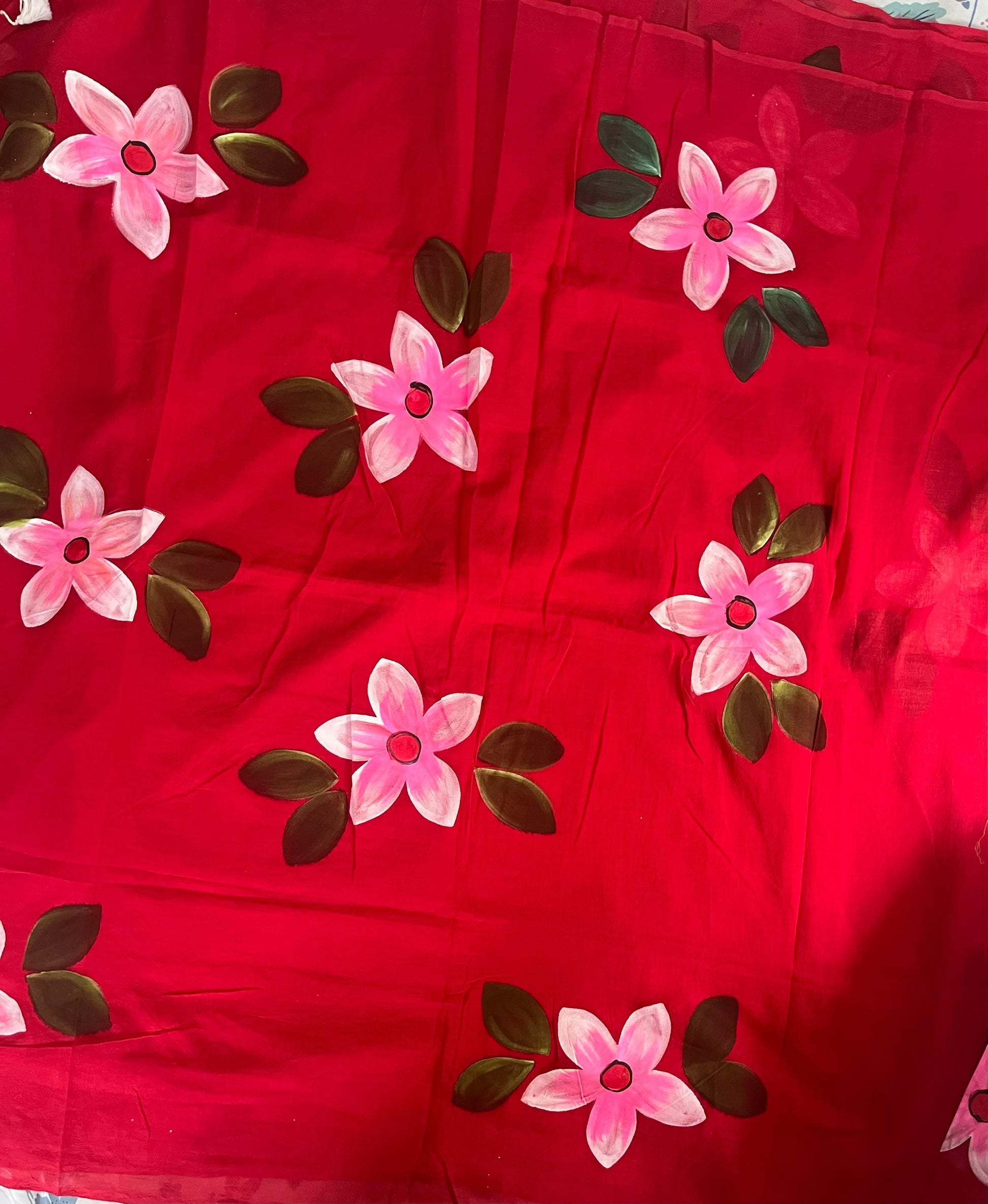Red hand painted mul cotton saree “ Laal Ishq “