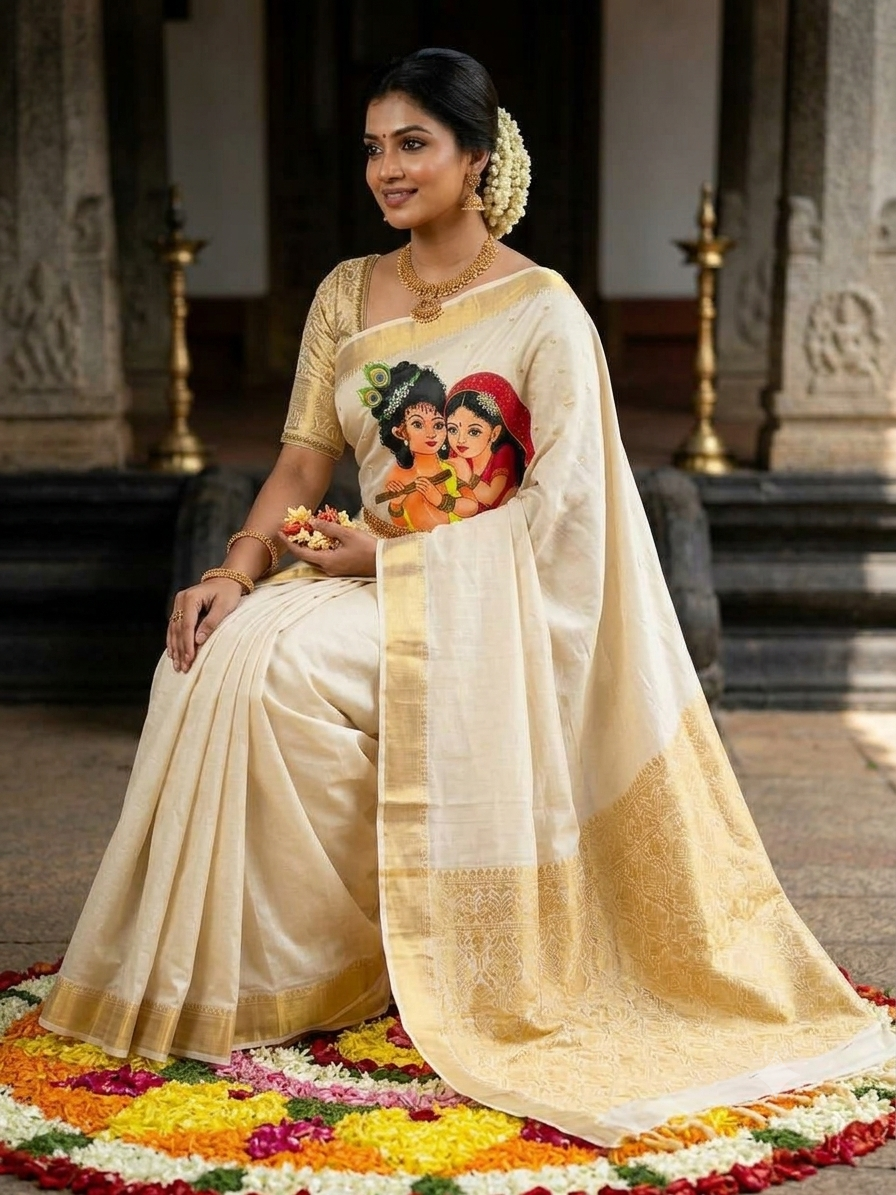 Off white semi silk saree