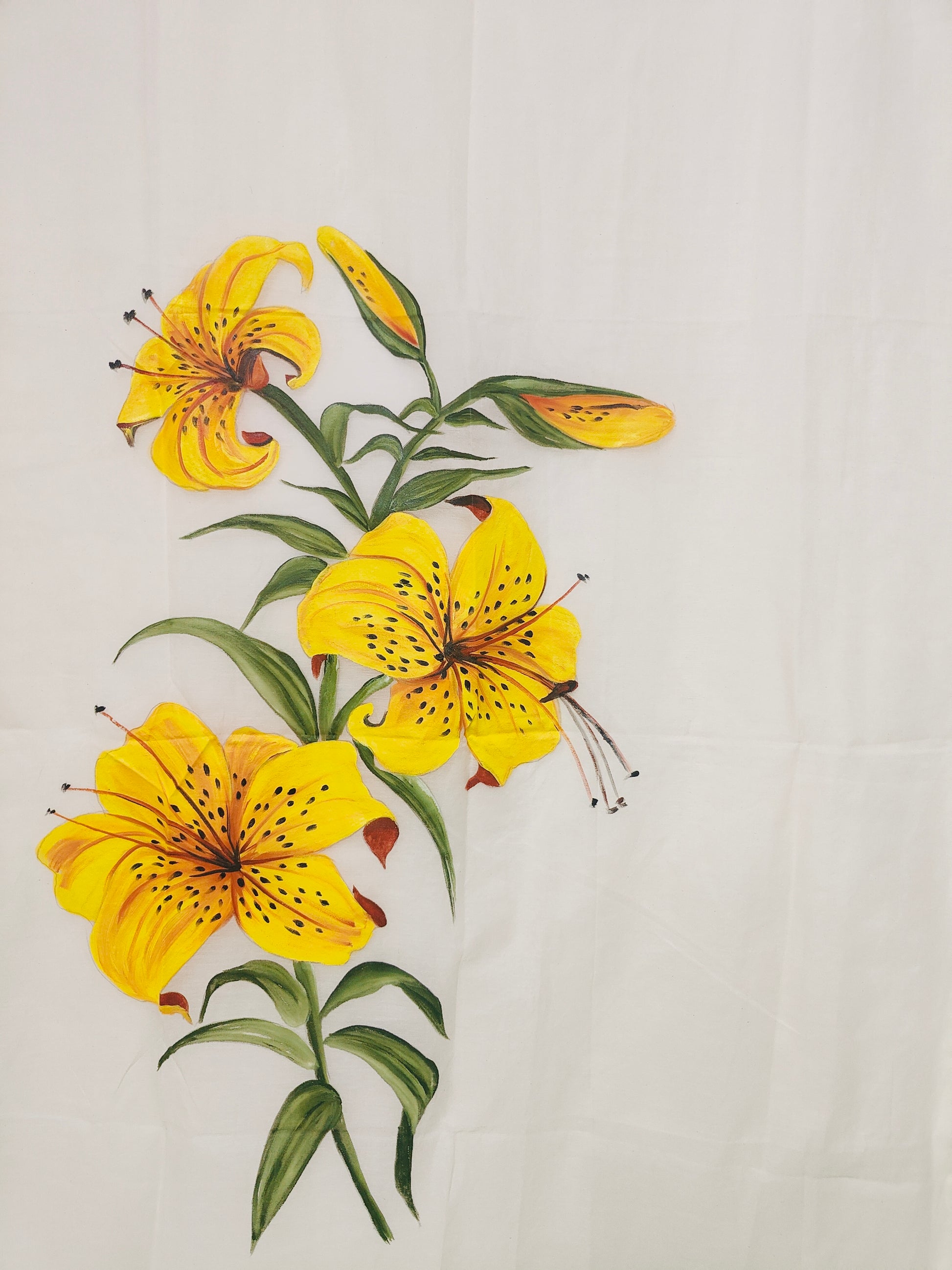 Yellow tiger lily pure natural coloured chanderi  dupatta : Radiance of Tiger lily