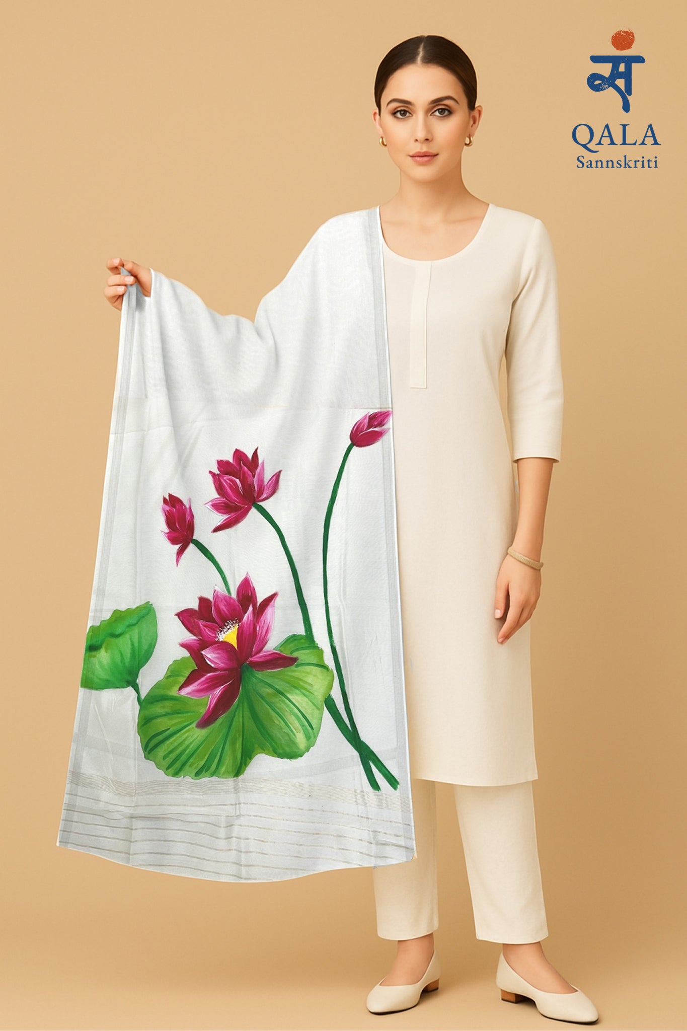 Natural coloured Pure chanderi dupatta
