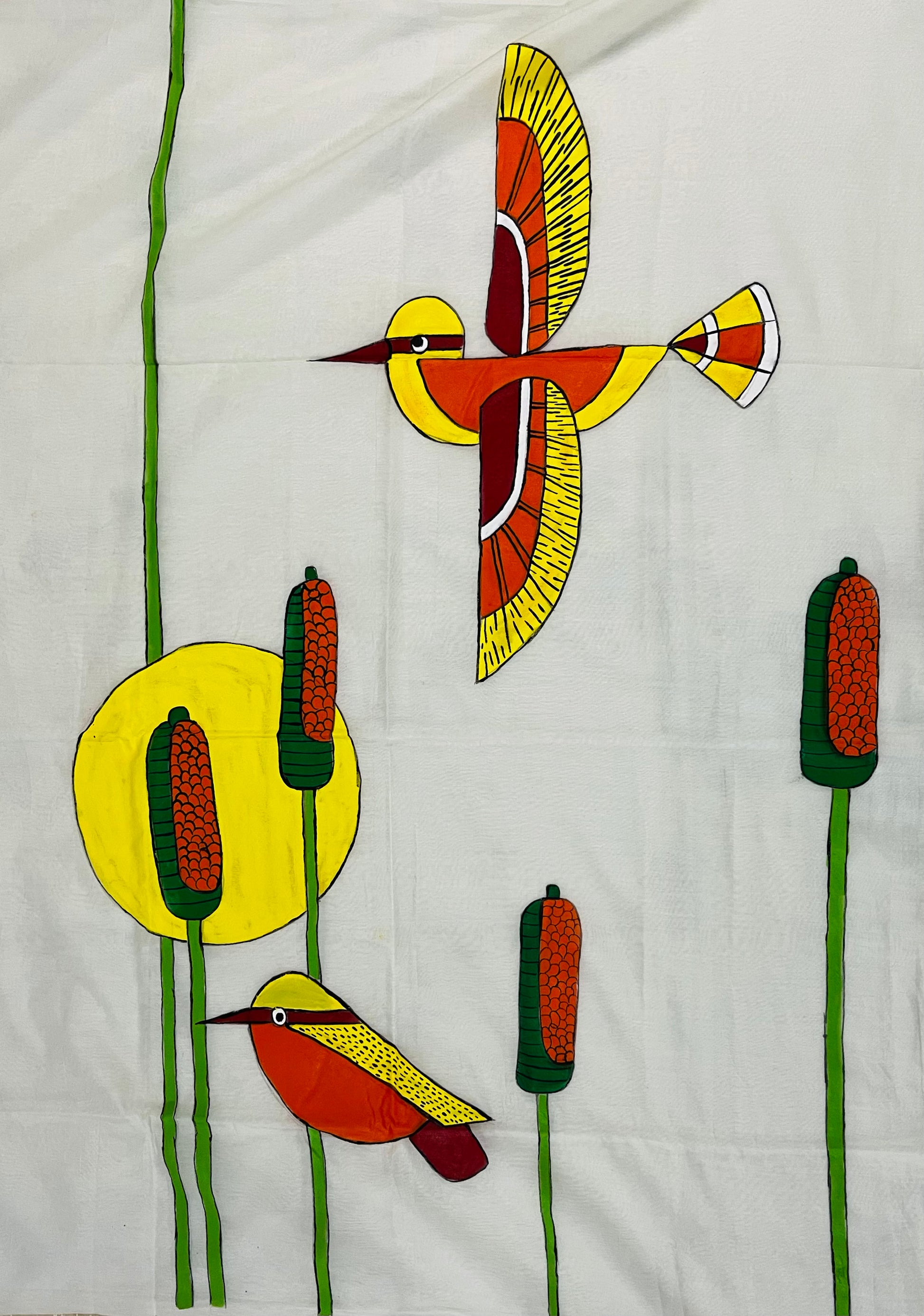 Natural coloured pure chanderi dupatta “Whispers of the wetlands”