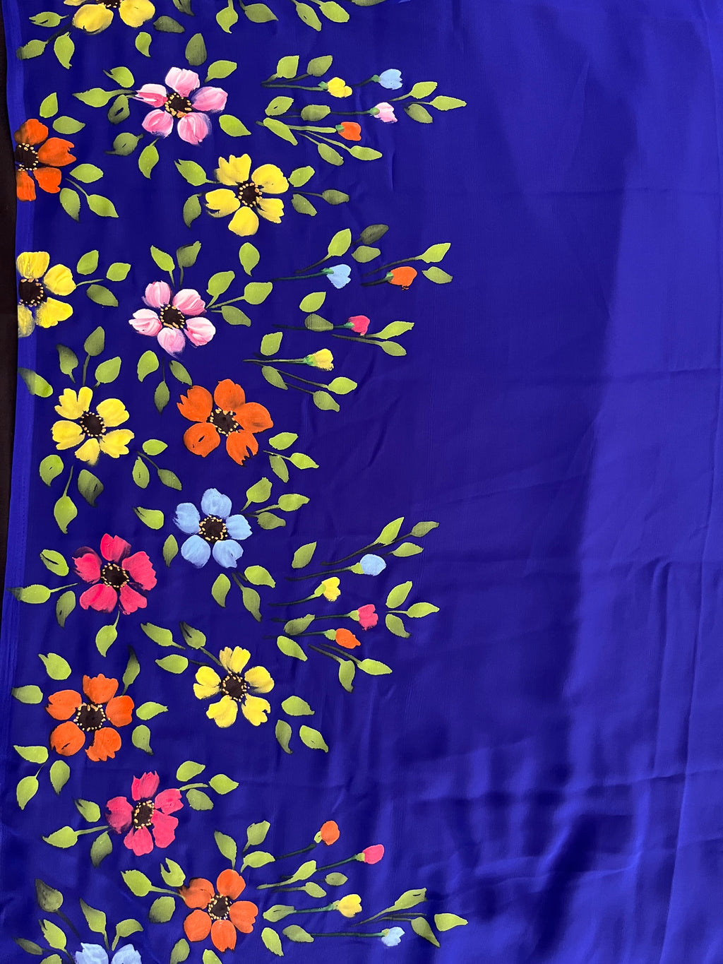Royal blue georgette saree