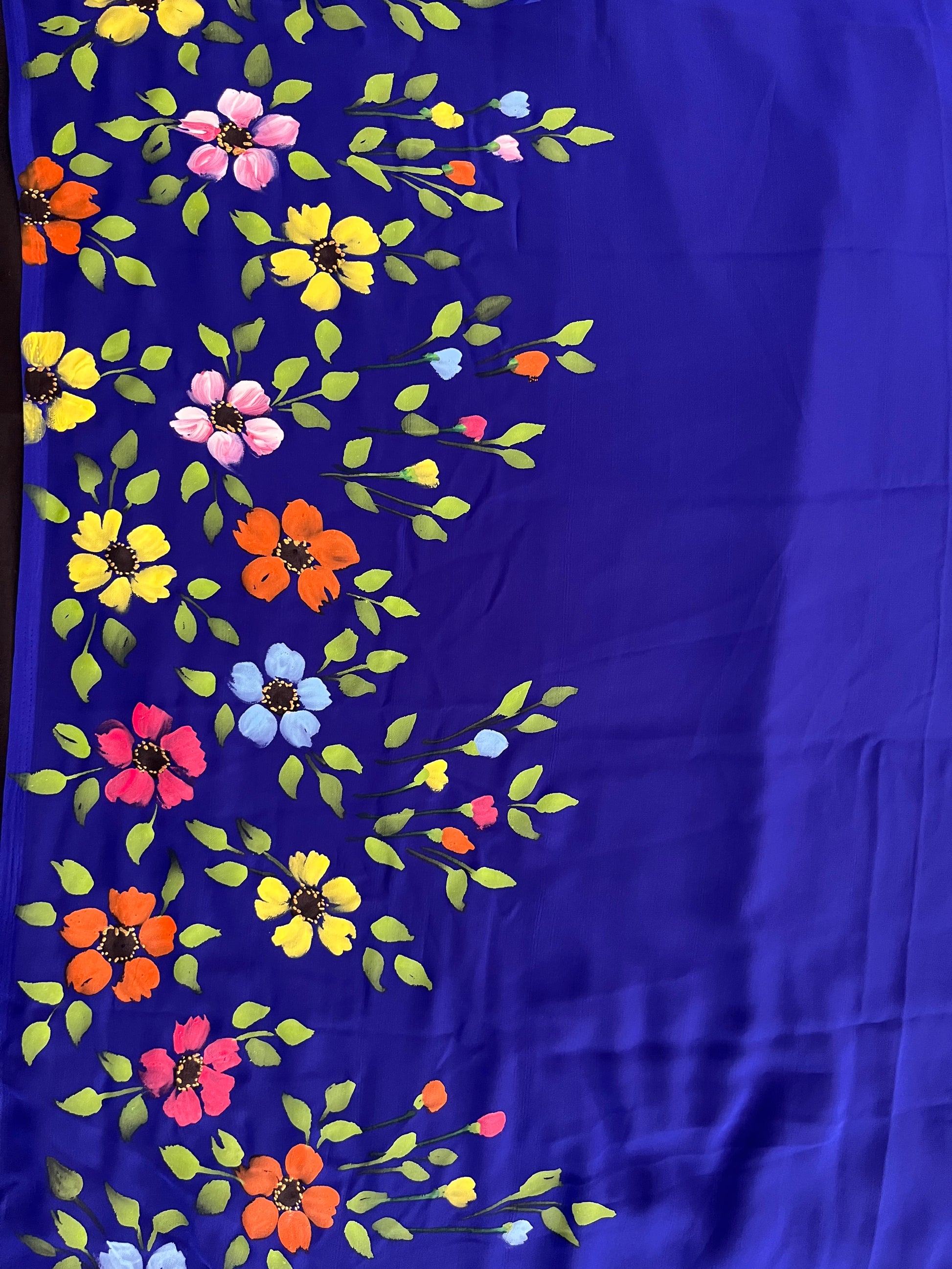 Royal blue georgette saree